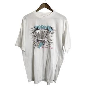 Hoover Dam Az NV T-Shirt Shirt Womens XL White Sparkly Bling Short Sleeve Y2K